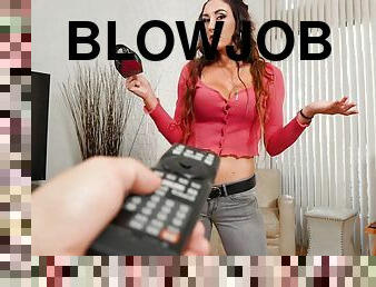 blowjob-seks-dengan-mengisap-penis, jenis-pornografi-milf, ibu, sudut-pandang, berhubungan-dengan-wajah, berambut-cokelat