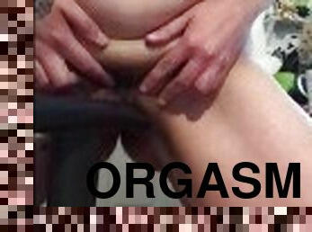 klitta, hårig, gigantisk, masturbation, orgasm, fitta-pussy, sprut, vått