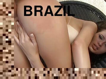 baden, groß-titten, anal-sex, immens-glied, junge, brasilien, dusche, arschloch, brunette