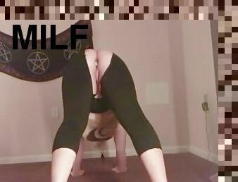 Milf Does Basic Yoga in Ripped Yoga Pants and Basic Exercises!