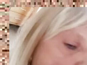 amatör, avsugning, milf, creampie, sprut, blond