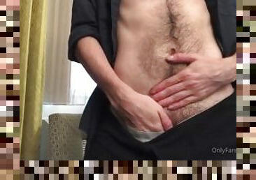 Young Guy Plays With Hairy Chest & Body