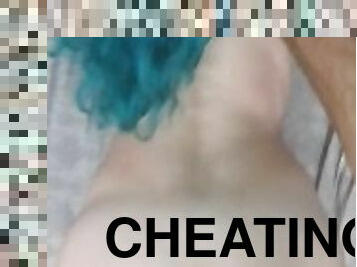 Blue haired girl gets bent over and fucked hard. She loves when I pull her hair and smack that ass!!