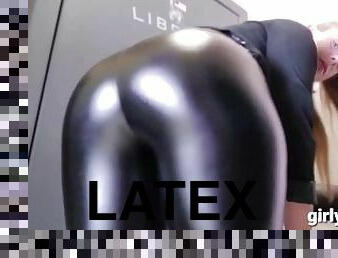 pov, trosor, blond, fantasi, fetisch, latex, dominans, läder