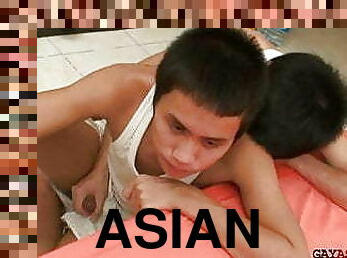 asiatisk, tissende, amatør, udløsning, bøsse, spiller, sperm, twink