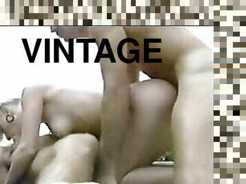 pornostjerne, vintage, klassisk, retro, trekant, dobbel, penetrering