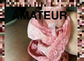 amatør, cumshot, stor-pikk, handjob, truser, cum, alene, pikk