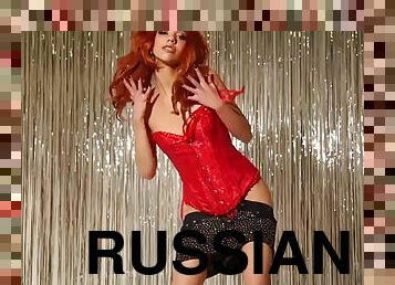 Redhead russian strip dance