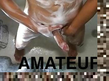 bañando, masturbación, amateur, polla-enorme, adolescente, gay, ducha, a-solas, gay-joven, polla