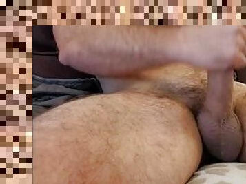 Muscle bear showing pits before cumshot!