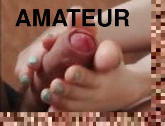 masturbation, amatör, brudar, cumshot, gigantisk-kuk, fötter, sprut, italiensk, footrunk, kuk