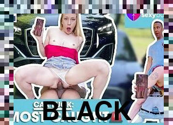 Black man bangs white woman in car - almost caught : CHRYSTAL SINN (Netherlands) - SEXYBUURVROUW