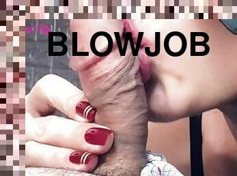 Close up blowjob play his cum