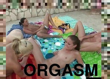 orgasme, orgie, utendørs, fest, pussy, strapon, lesbisk, tenåring, leke, pornostjerne