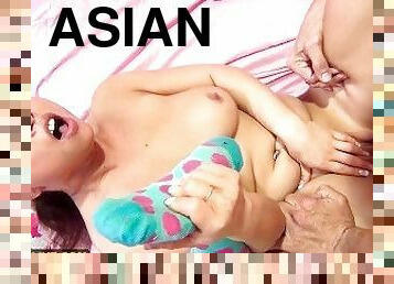 asiatisk, storatuttar, gigantisk, orgasm, kvinnligt-sprut, brudar, hardcore, porrstjärna, galen, slyna