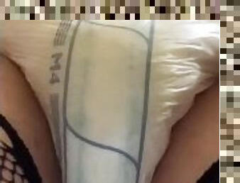 ABDL diaper sissy pees In her wet diaper