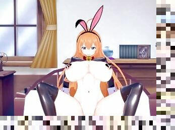 Princess Connect - Reverse Bunny Girl Pecorine Titjob and Anal Creampie