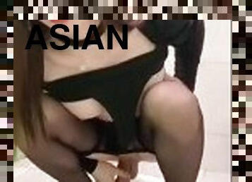 asiatique, collants, public, transsexuelle, ados, travesti, ladyboy, jupe-en-l’air, ejaculation, toilette