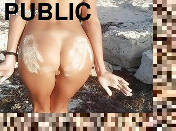 publik, fitta-pussy, brudar, avsugning, strand, pov, flickvän, vacker, perfekt, vått