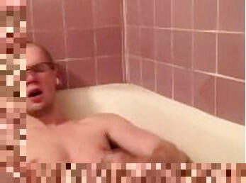 Big Dick jock moaning a lot jerking in the bathtub pt2