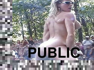 nudyści, impreza, publiczne, żona, amatorskie, szalone, bikini, mokre, pokazywanie