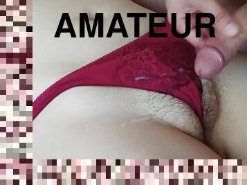 Cum on a Gorgeous red PANTIES