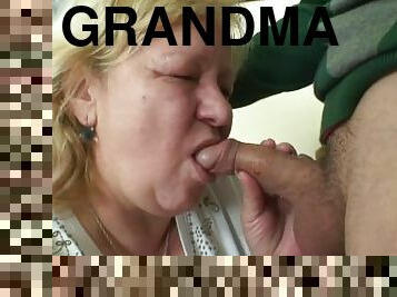 He brings hungry blonde grandma home for play