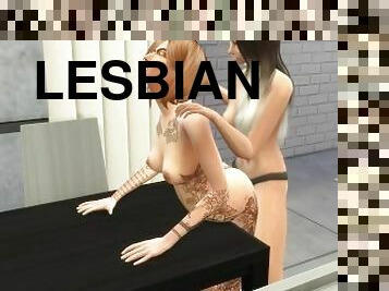 Super Horny Lesbians Can't Stand Up and Fuck on the Table - Sexual Hot Animations