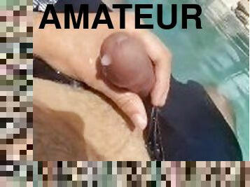 amatör, fötter, sprut, pool, ensam