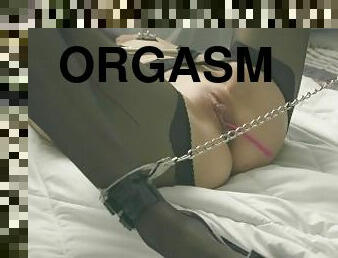 orgasm, fitta-pussy, leksak, bdsm, bunden, sprut