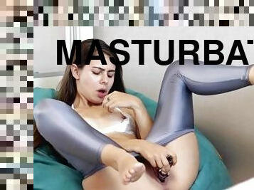 masturbation, fitta-pussy, leksak, dildo, ensam, vått