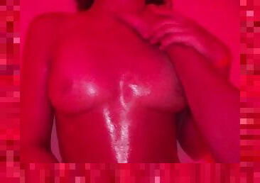 Fucked her oil pussy in the red room