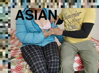 asiatisk, storatuttar, mamma-och-pojke, gammal, fru, anal, mogen, milf, tonåring, hemmagjord