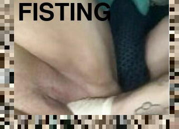 fet, fisting, pissande, fitta-pussy, kvinnligt-sprut, fru, amatör, par, bbw, dubbel