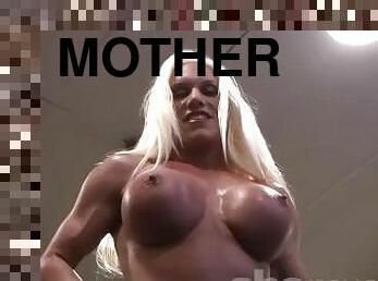 milf, maman, blonde, mère, fétiche, solo, musclé, posant