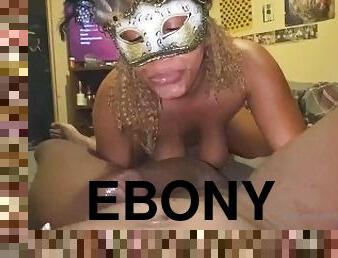 Ebony Sucks BBC in Mardi Gras Mask