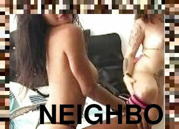 The neighbor convinces me to play and fuck with dildos