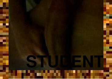 Teen student having fun with his dick