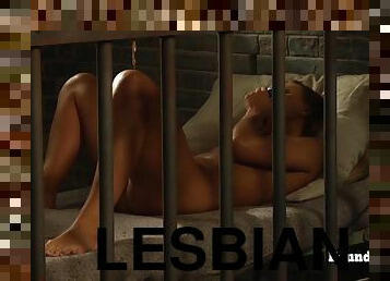 Bound Lesbian Slave Behind Bars Masturbates And Orgasms