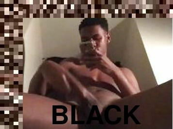 Jerking my big black dick in my room (full vid on onlyfans)