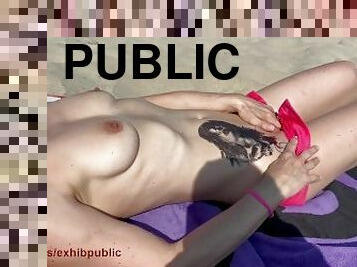 masturbación, nudista, público, amateur, cámara, playa, voyeur