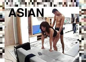 asiatique, chatte-pussy, amateur, hardcore, maison, branlette, couple, doigtage, pute, action