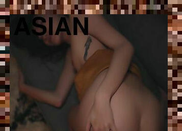 asiático, tiro-ao-alvo, pov, morena, tatuagem