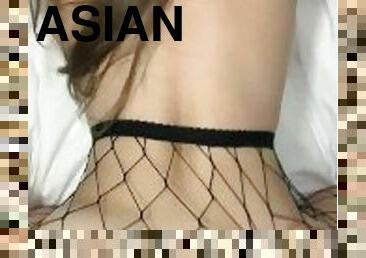 Asian Hardcore Doggystyle in Fishnet Stockings
