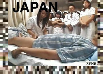 asiatique, infirmière, orgie, fellation, ejaculation-sur-le-corps, médecin, japonais, branlette, lait, hôpital