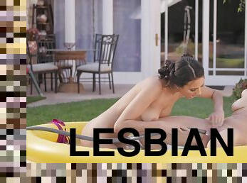 Garden Lesbian Scene With Two Young Girls