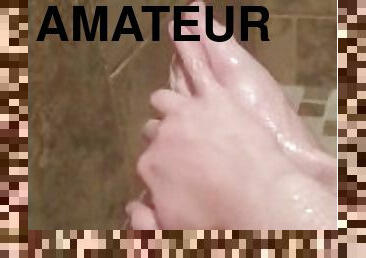 Playing with feet in the shower