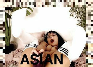 asiatisk, orgasm, kvinnligt-sprut, amatör, tonåring, leksak, samling, creampie, sprut, ritt