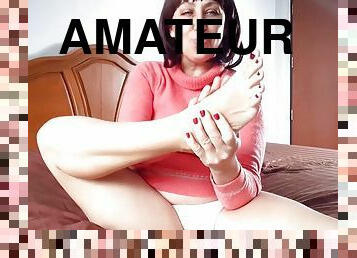 amatör, milf, kamera, voyeur, fötter, under-kjolen, söt-sweet, fetisch, brunett, tår