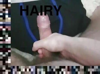 Hairy Uncut Dick Cums Powerfully On Panties